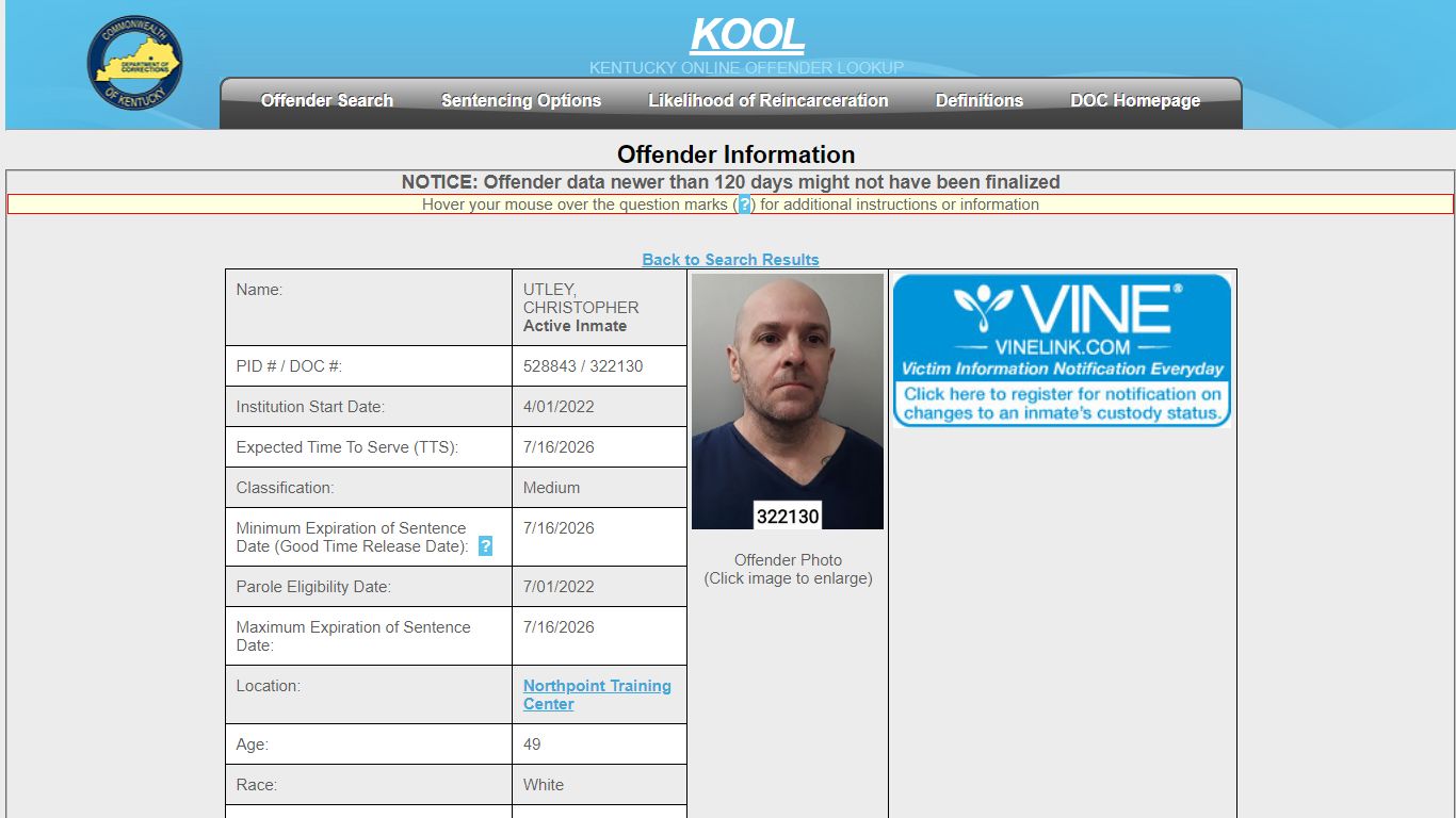 Offender Information - Kentucky Department of Corrections - Offender ...